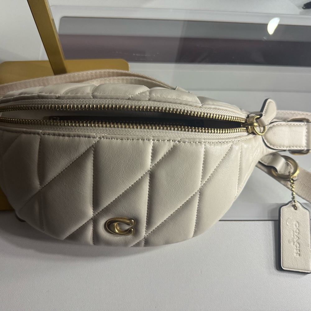 Coach Quilted Cream Belt Bag